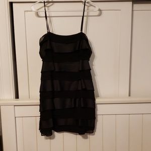 Black ruffle mini dress